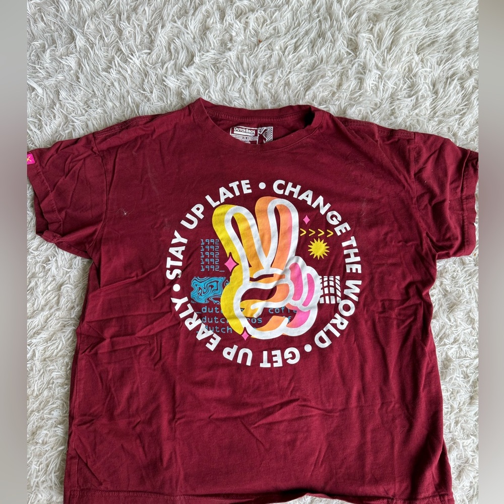 Dutch Bros Red Short Sleeve Tee with Graphic Design
